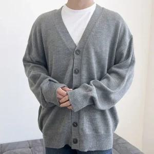 남성 빅사이즈 오버핏 베이직 니트가디건 DM-CA-QUND5032-그레이