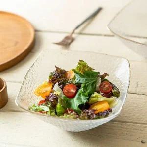 유리 PK37OS19 깊은 골드라인 16cm 소 사각볼 곰보 반찬 도자기