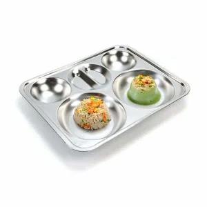 업소용 CJ28WD79 보급형 세로반달 스텐 원형 4찬 식판 0.5T 병