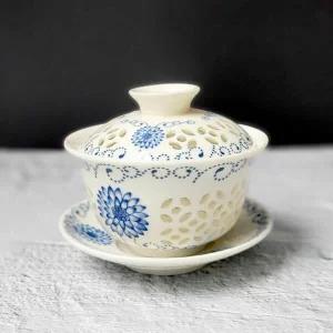 청화백자 AI00FR34 투각 태양화 개완 개합잔 찻잔 다기잔 140ml