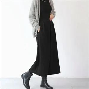 [라일리여성의류] Rly 와이드팬츠 여성 모직 치마바지 핀턱 통바지 2컬
