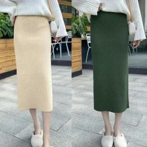 [라일리여성의류] Rly 여자 봄 골지 롱 니트 베이직 스커트 밴딩 H라