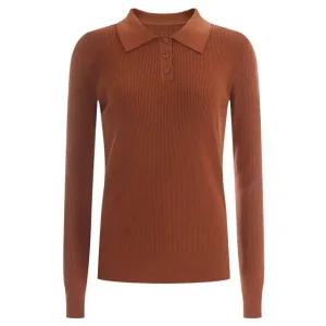 여성 카라넥 반오픈 슬림핏 간절기 봄 니트 티 BOM-WKN-1648-오렌지