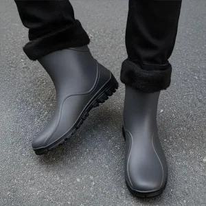 [라일리] Rly 매트방수 퍼안감 미들숏 윈터레인부츠 남녀공용 방