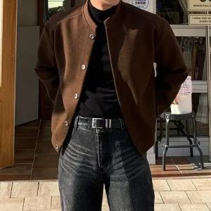 [피팅남]남자 헤벤 세미오버핏 울 크롭 가디건 자켓