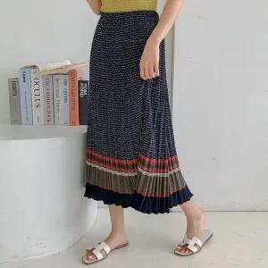 체인 국산 여성 플리츠 간절기 여름 데일리 주름 롱 스커트 BLE-WSK-3076-다홍