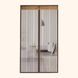 문 모기장 90x200cm 브라운 접착 방충 미세망 현관 입구 문틀 출입문 창문 도어