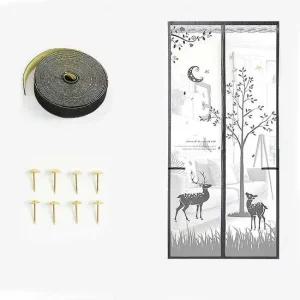 사슴 모기장 90x200cm 그레이 커튼 베란다 창문 차단 현관 입구 문틀 출입문 미세망