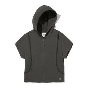 (매장정품) CGP [청하 PICK](우먼) 유틸리티 트레이닝 반팔 후드 집업_차콜 CBDUWTC001CH 203331