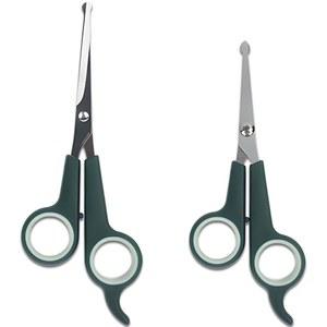 2피스 전문 반려견 및 고양이 그루밍 가위, 반려동물 트리밍 둥근 팁이 있는 날카로운 스테인리스 스틸 칼날 - 반려견, 고양이, 말을 위한 안전한 털 자르기