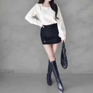 [신세계라이브쇼핑][옷자락] 여성 골드 포인트 A라인 기본 미니 스커트