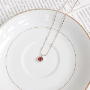 [오팔하우스]925Silver 가넷 물방울 목걸이 OPNBN14204
