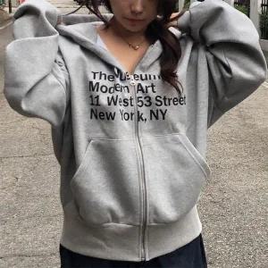 [신세계라이브쇼핑][옷자락] 여자 Y2K 레터링 오버핏 캥거루 코튼 데일리 후드집업