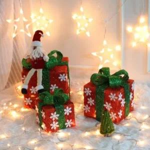 ( )눈꽃 레드 선물상자 3종세트 크리스마스 인테리어_23898797