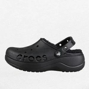 [크록스]바야 플랫폼 라인드 클로그 남자 여성 겨울 방한 털슬리퍼 208708-001