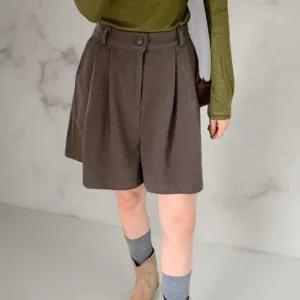 [다잇템] 여성 핫팬츠 큰사이즈 투핀턱 편한 FW 보온 반바지_23909416_588872