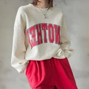 [다잇템] 여성 벌룬 필기체 워싱 빅사이즈 컬러블록 U넥 맨투맨_23909504_588872