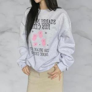 [다잇템] 여성 U넥 필기체 맨투맨 일상 티셔츠_23909512_588872