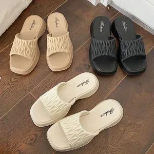 리플 여성 통굽 슬리퍼 샌들 여자 여름 비치 사무실 거실화 실내화 층간소음방지