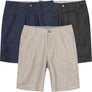 여름 5부 린넨 스판 허리 배색 반바지 마바지 팬츠