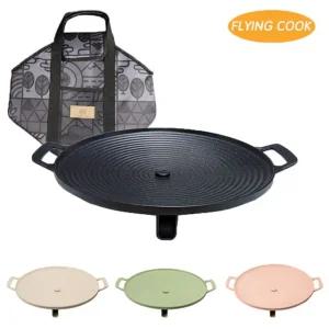 플라잉쿡 코팅 멀티 그리들 32 /캠핑 무쇠 불멍 바베큐그릴 추천 불판 가방