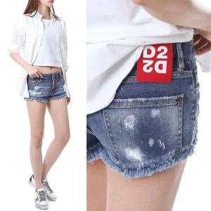 [디스퀘어드2]디스퀘어드 D2 미러레드패치 내추럴커팅 숏팬츠/72MU0341