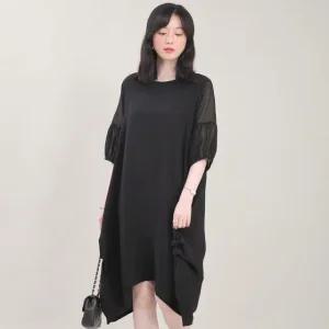 애비뉴투지 엄마옷 에이라인 옆주름 여름 가오리 반팔 쉬폰 원피스 K08427