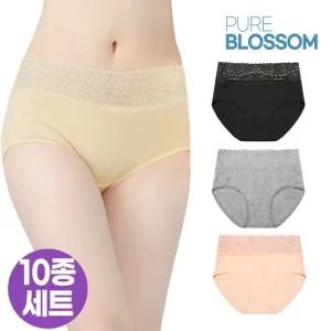 [퓨어블라썸][10종세트] 순면 코튼 레이스 라이트 팬티/빅사이즈