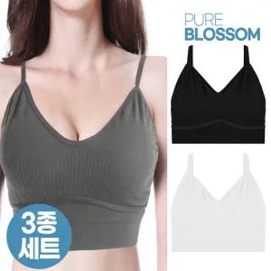 [퓨어블라썸][3종세트] 골지 페더라이트 브라캡 내장 크롭 나시