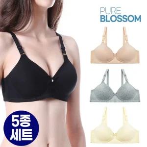 [퓨어블라썸] [5종세트] 코튼 소프트 데일리 노와이어 볼륨업 브라/빅사이즈