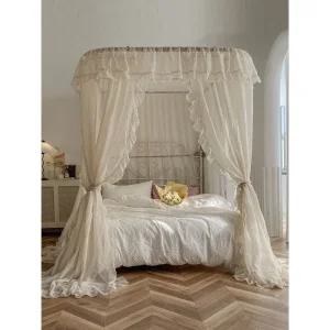 공주 캐노피 레일식 꾸미기 유럽 커튼 핑크 모기장 침대