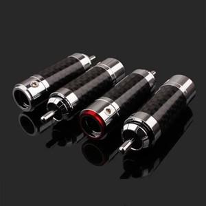 Hifi 남성 RCA 커넥터 탄소 섬유 로듐 도금 스피커 소켓 오디오 증폭기 홈 시어터 터미널 Audi 호환ophile