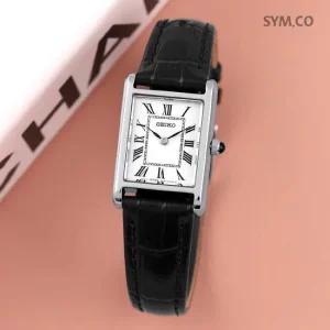 SWR107P1 사각케이스 아날로그 사파이어 캐쥬얼 정장 여자 가죽 시계 d