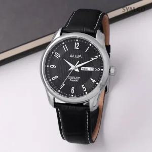알바 AV3257X1 클래식 라운드 데이데이트 심플블랙 캐쥬얼 정장 남자 가죽 시계 d