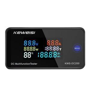 KEWEISI DC200 디지털 전압계 DC 에너지 미터 전력 테스터 LED 컬러 디스플레이 0-10/50/100A 200V 분배기