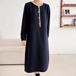 여자 레이스 버튼 겨울하객룩 빅사이즈 기모 롱원피스