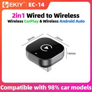 EKIY 2in1 유선무선으로 전환  카플레이 어댑터 안드로이드 오토 동글 스마트 AI 박스  자동차 액세서리 스