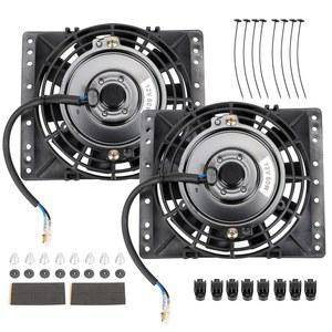 6인치 슬림 푸시 풀 전기 냉각 팬 650CFM 라디에이터 오일 쿨러 마운트 키트 유니버설 팩 2개, 블랙