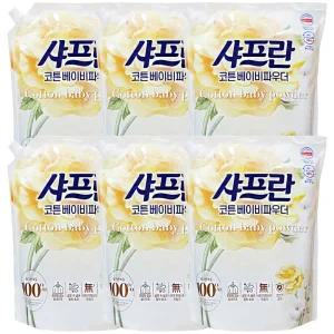 샤프란 코튼 베이비 파우더 리필 2.1L x 6개/섬유유연제 세탁 빨래 세제