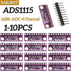 DC 2-5V 4채널 ADS1115 모듈 ADC 프로 게인 마이크로컨트롤러 내장 16비트 증폭기 보드  I2C IIC AVDD용