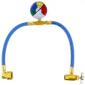 냉매주입기 12 Acme 스레드 압력 게이지가 금속 AC 냉매 충전 호스 키트 견고한 R134A 자동차 에어컨