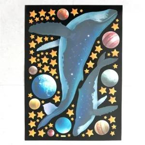 스티커 야광 우주담은 고래 FDS 21219 유리창꾸미기 우주행성 인테리어