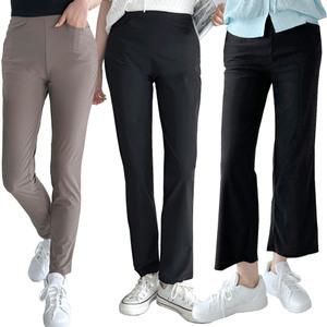 S~4XL 가을 겨울기모 밴딩 슬랙스 일자 와이드 부츠컷 팬츠 스판 고무줄바지 여성 빅사이즈하의