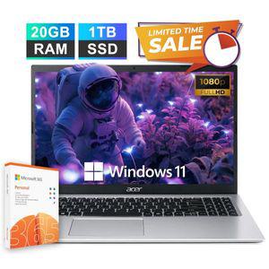 Acer Aspire LAPTOP 랩탑 노트북 컴퓨터 15.6 Intel 셀러론, 20GB RAM 1TB SSD 솔리드 스테이트 드라이브[