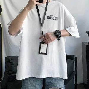 면 100% 반팔 티셔츠 영문 레터링 루즈핏 여름 코디