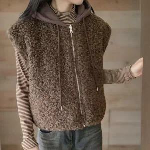 아트박스/신상오픈런 여성용 양면 후드 뽀글이 누빔 패딩 베스트