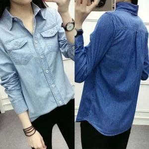 [하프클럽/]레이디스 패션캐쥬얼 스타일 청바지 데일리셔츠 일상용 데님 상