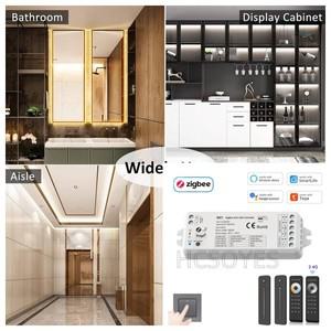 투야 지그비 2채널 LED 컨트롤러 DC 12V 24V 스마트 디머 (푸시 디밍 기능 포함) 4존 RF 2.4G 리모컨 (WW C