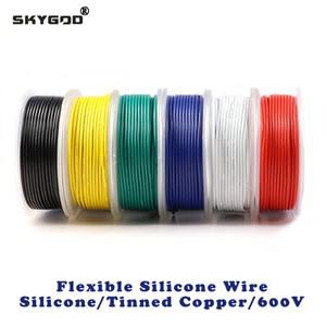 실리콘 와이어 롤 고무 절연 주석 도금 구리 내열성 케이블 600V 키트 30 28 26 24 22 20 18 16AWG
