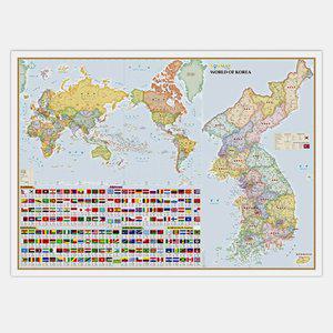 [베이비캠프]양면코팅 나우맵지도(세계+한국+국기)